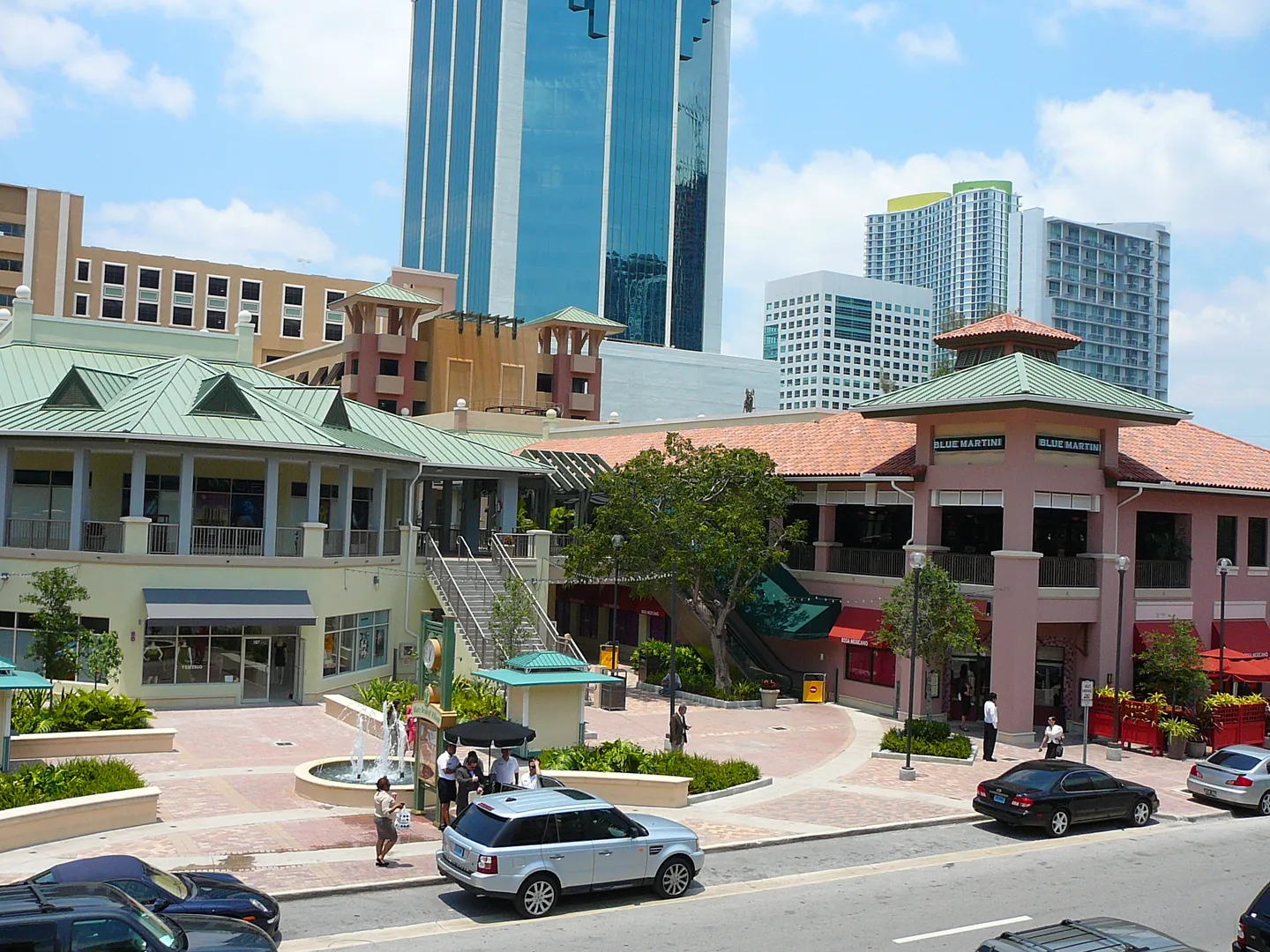 Mary Brickell Village plaza, archival photograph from 2008